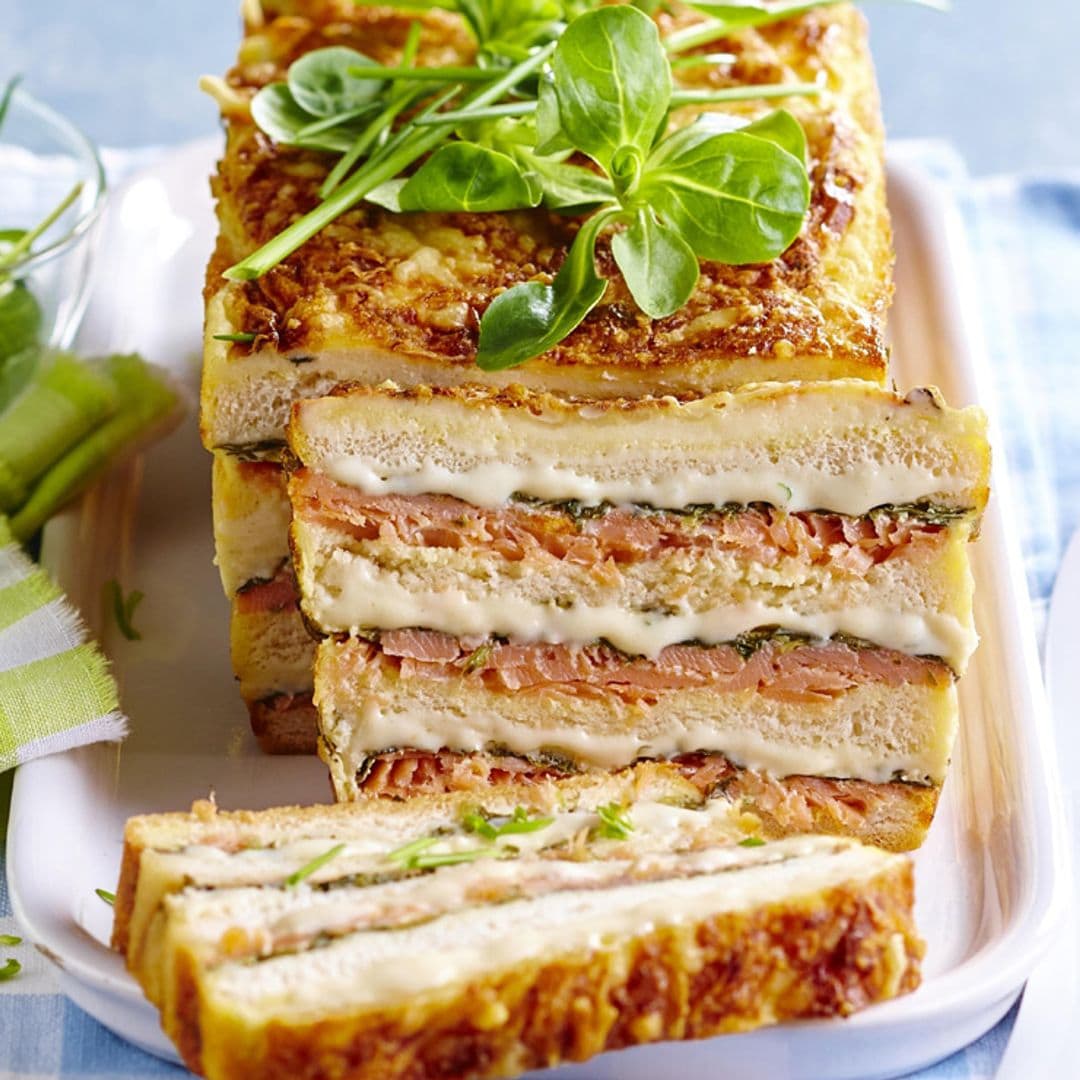 Pastel de salmón con queso y espinacas