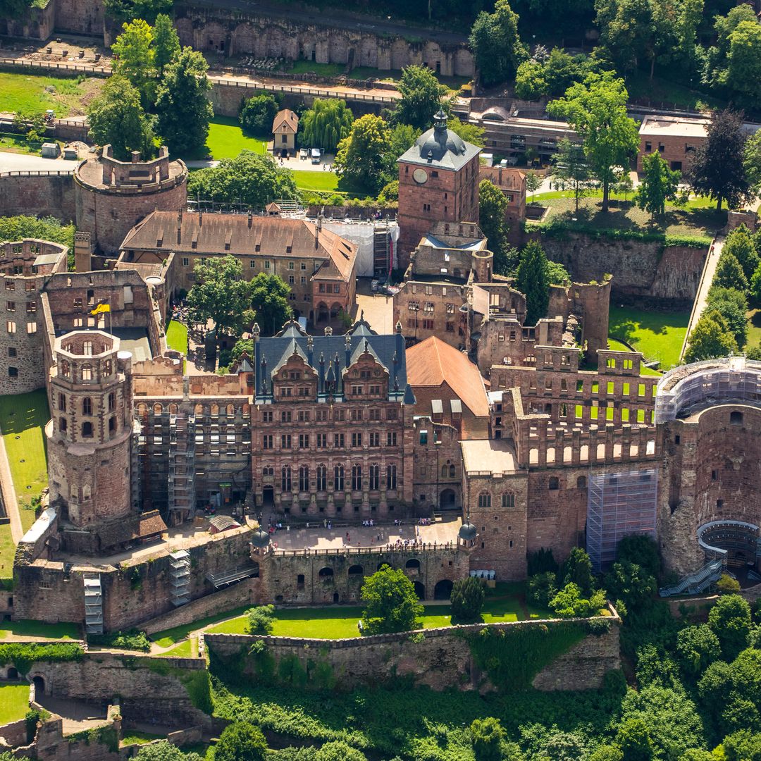 Vista aérea del castillo de Heidelberg, en Alemania