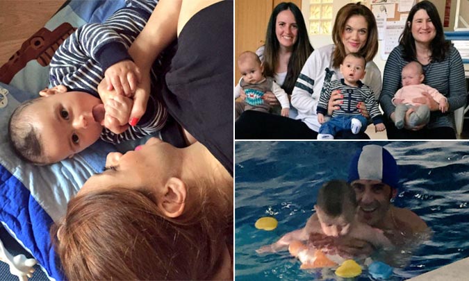 Beatriz Trapote y Víctor Janeiro dividen las tareas: yoga con mamá y natación con papá 