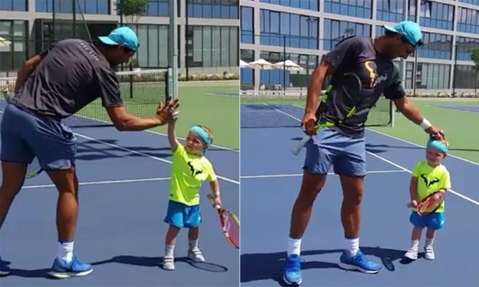 Rafa Nadal cumple el sueño del pequeño Ethan