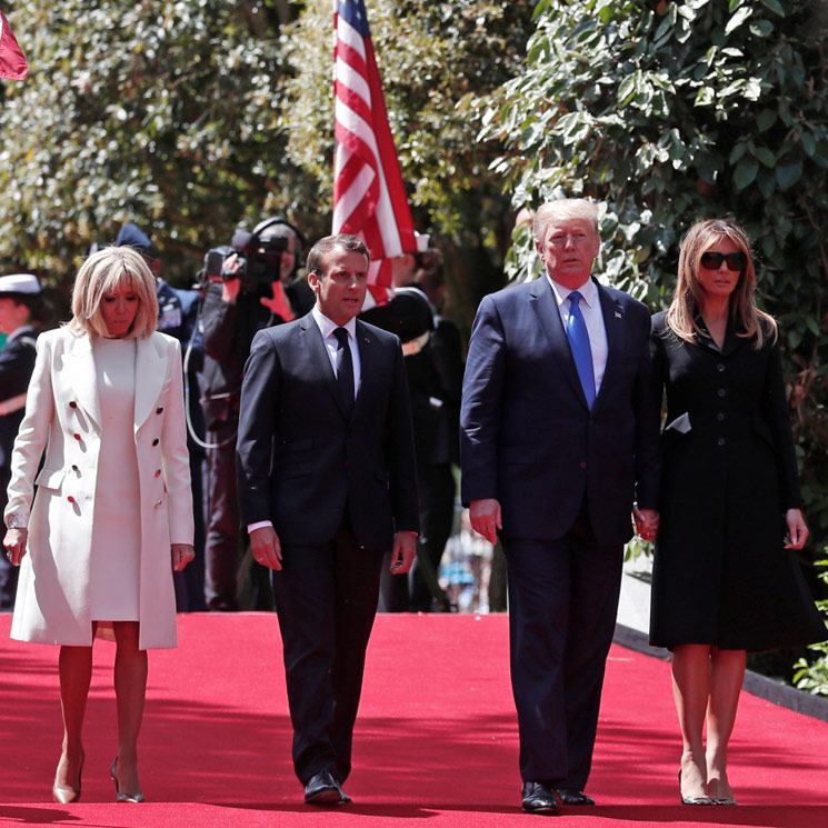 Donald y Melania Trump presiden con Emmanuel y Brigitte Macron el 75º aniversario del desembarco de Normandía