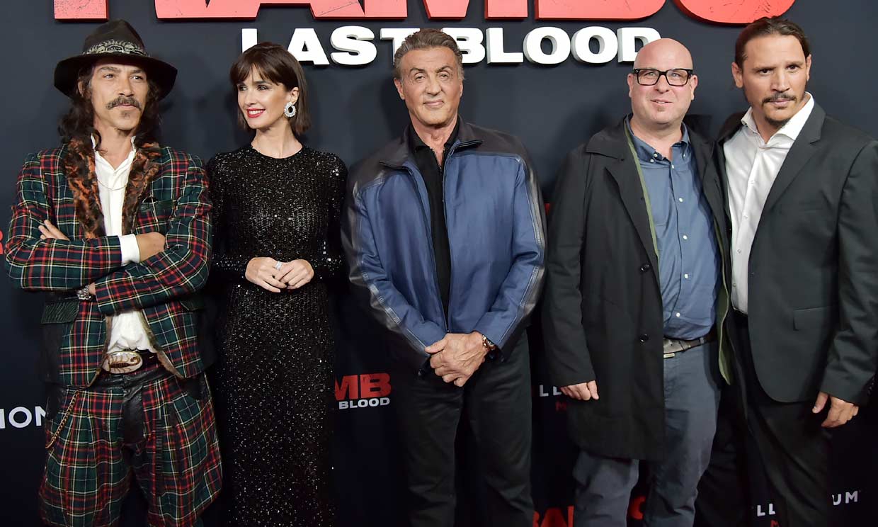 Paz Vega, Óscar Jaenada y Sergio Peris-Mecheta, en el estreno de Rambo