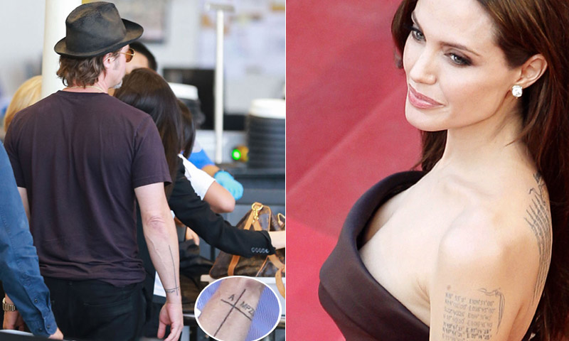 Resultado de imagen para angelina y brad tatuajes