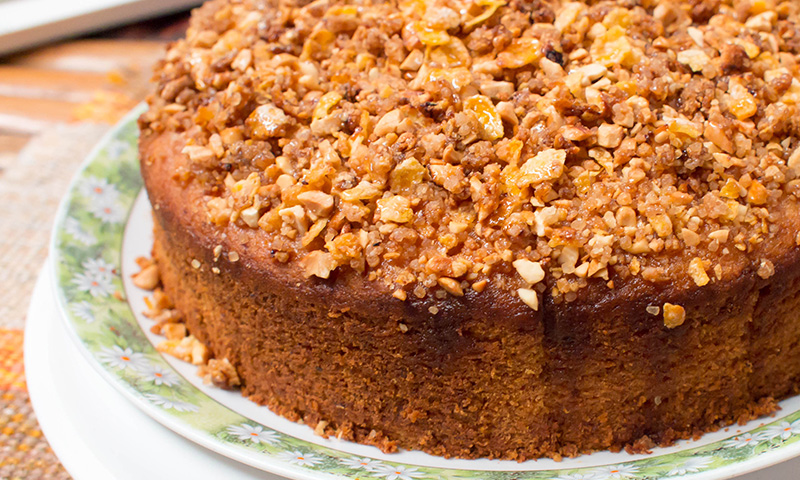 Tarta con cobertura de toffee