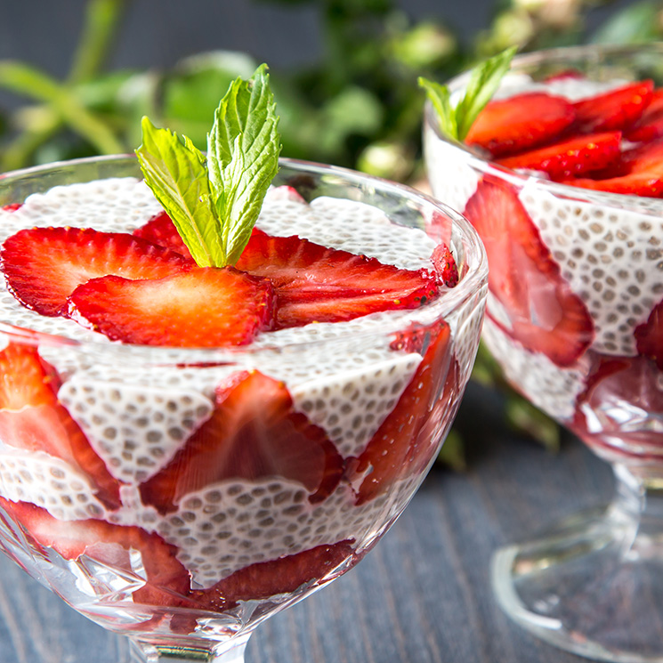 Pudin de fresas y semillas de chía, delicioso y altamente saludable