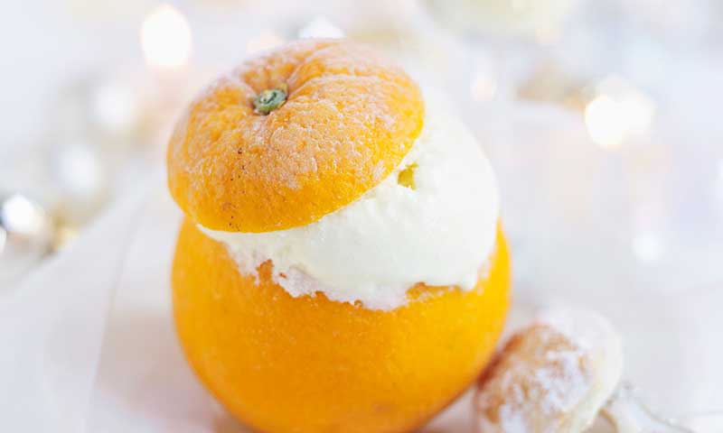 Naranja con helado