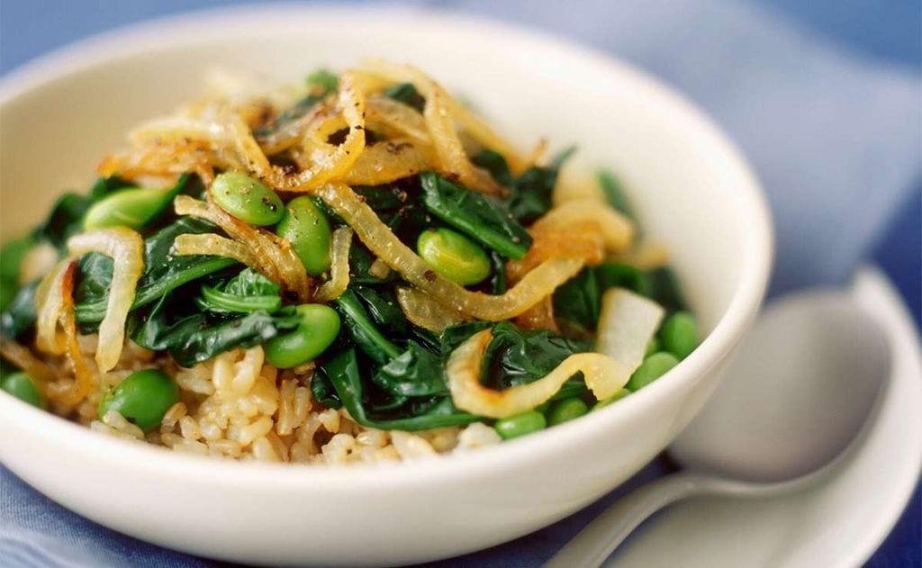 Hoy comemos: arroz integral con espinacas y judías verdes