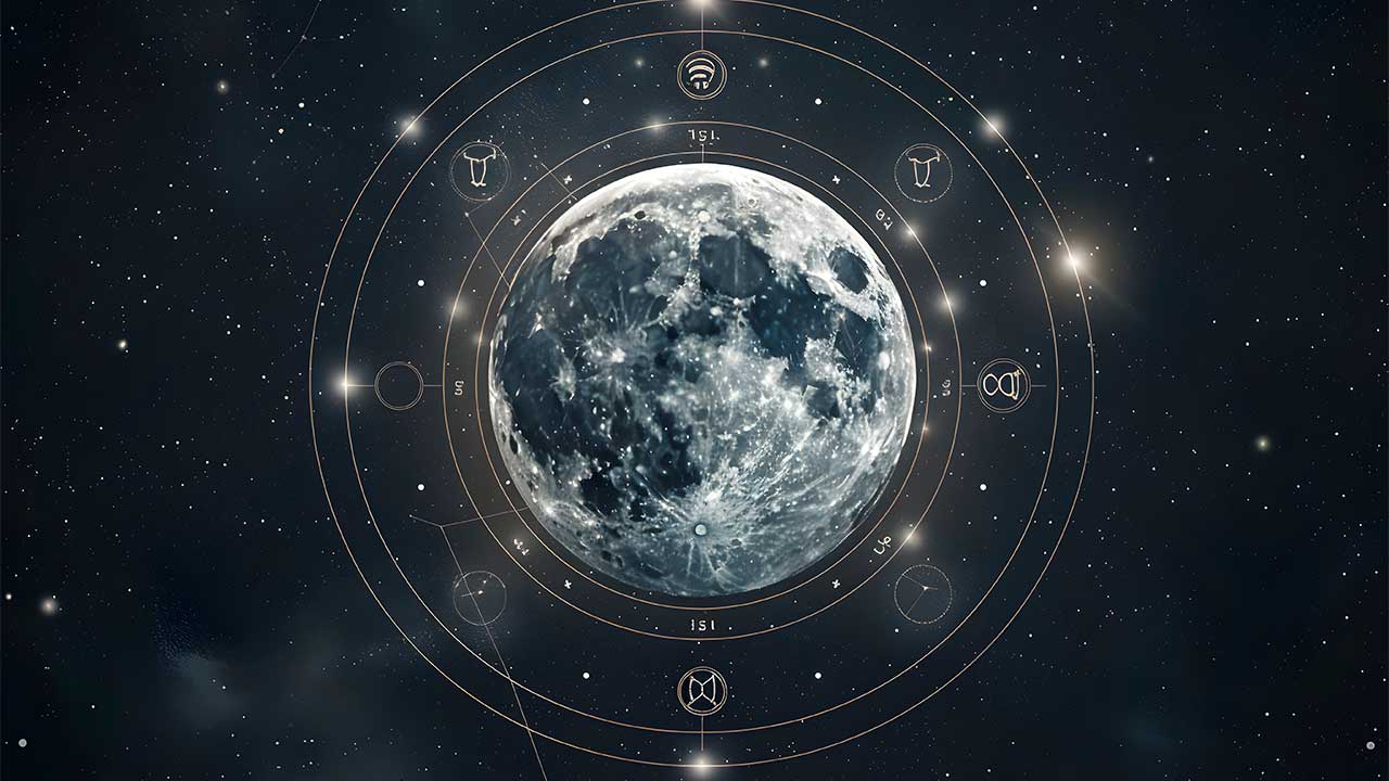 La luna rodeada de los signos del Zodiaco