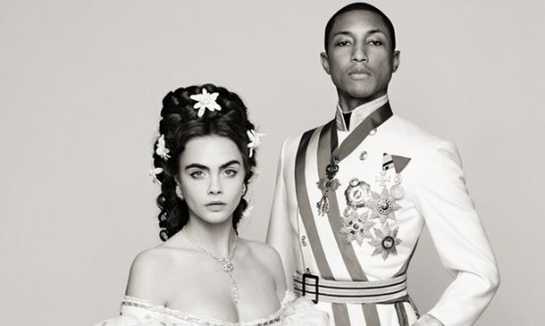 Cara  Delevingne y Pharrell Williams