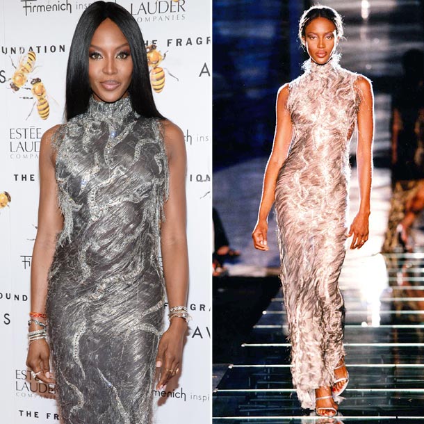 Naomi Campbell, ajena al paso del tiempo, repite vestido de Versace 18 años después de llevarlo por 1ª vez