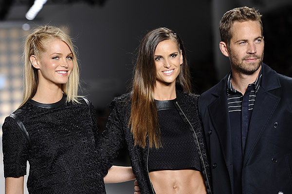 Erin Heatherton, Izabel Goulart y el actor Paul Walker, estrellas de la Sao Paulo Fashion Week