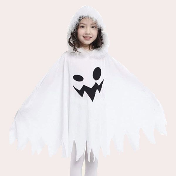 Disfraz de Halloween para mujer, capa blanca de manga larga