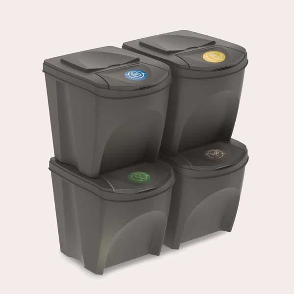  NNR Contenedores de reciclaje de basura para cocina, cubo de  basura doble, cubos interiores extraíbles, cubo de basura de plástico para  el hogar, oficina, negocios (color gris, tamaño: + 100 bolsas
