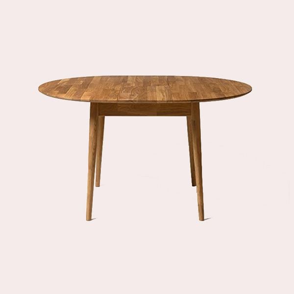 Mesa de comedor redonda extensible de madera maciza moderna marrón medio