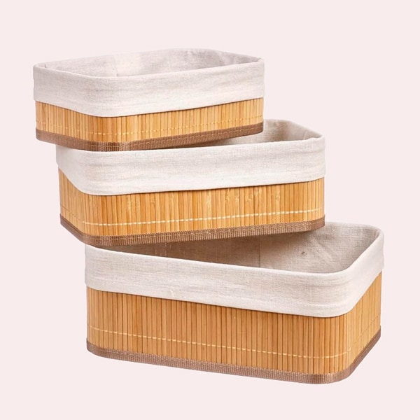 Set de cestas de almacenaje 4 piezas con 3 cestas insertables