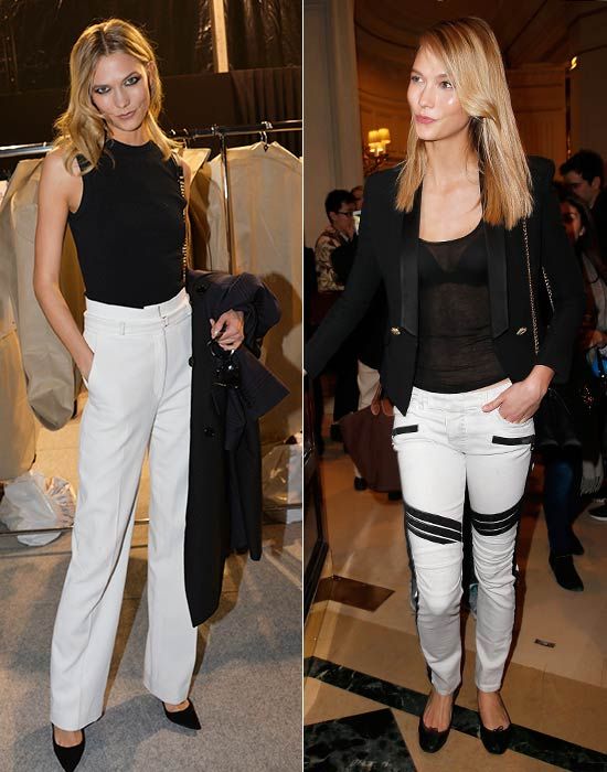 Karlie Kloss con looks en blanco y negro