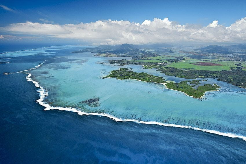 Panorámica aérea de Isla Mauricio
