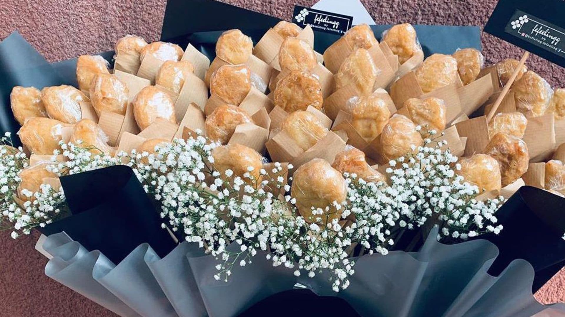 Gift the food lover in your life this chicken nugget bouquet on Valentine's Day