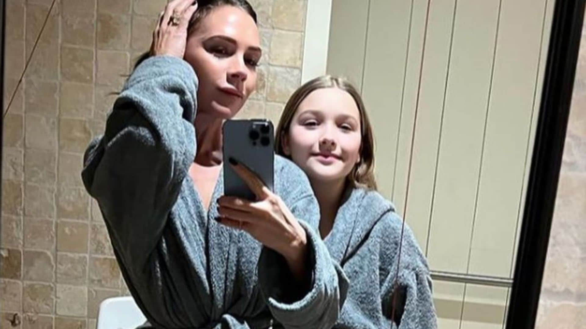 Victoria Beckham and her daughter Harper have a relaxing spa day