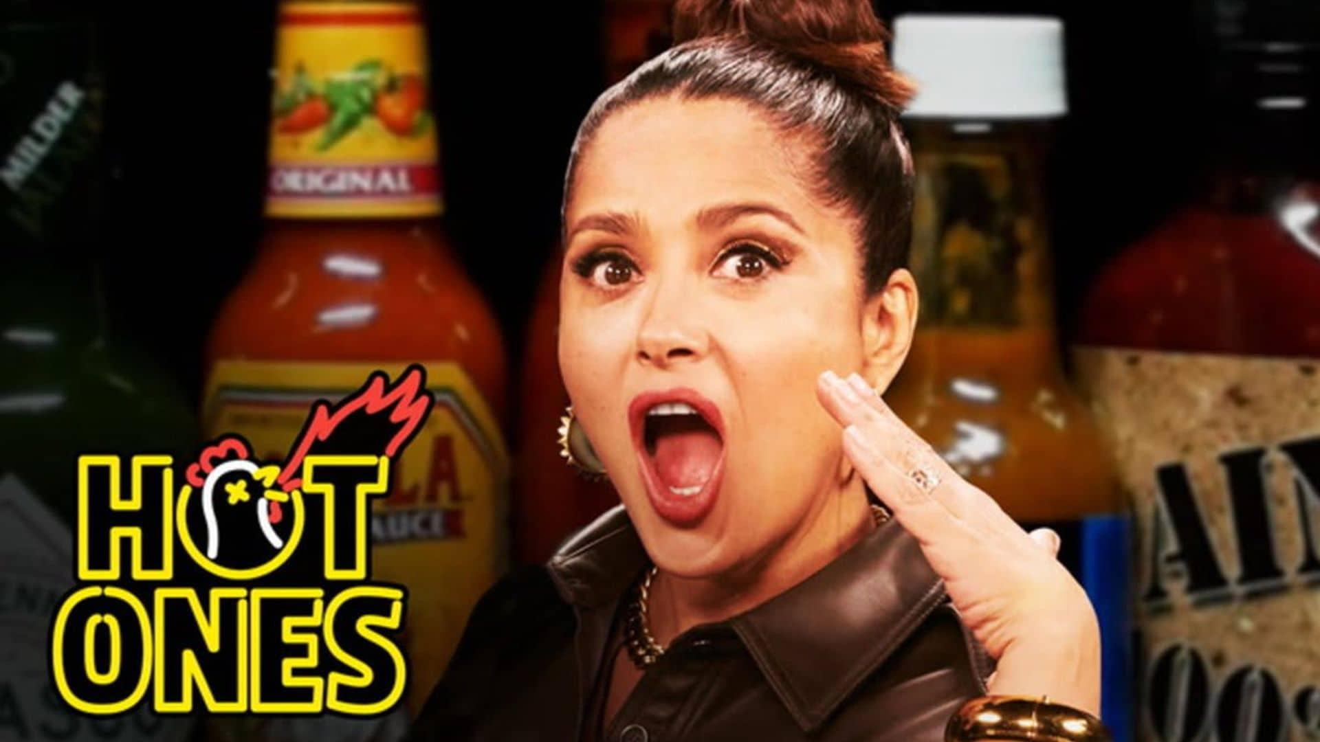 Salma Hayek puts her Mexican tastebuds to the test on ‘Hot Ones’