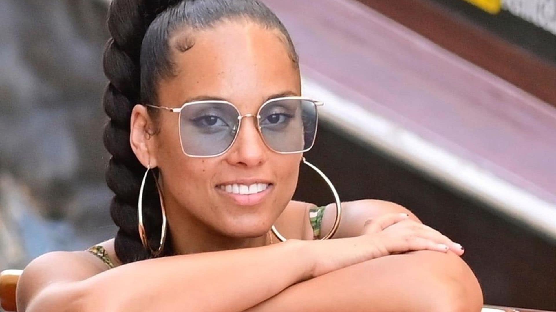 singer-songwriter Alicia Keys is seen during her vacation in Venice