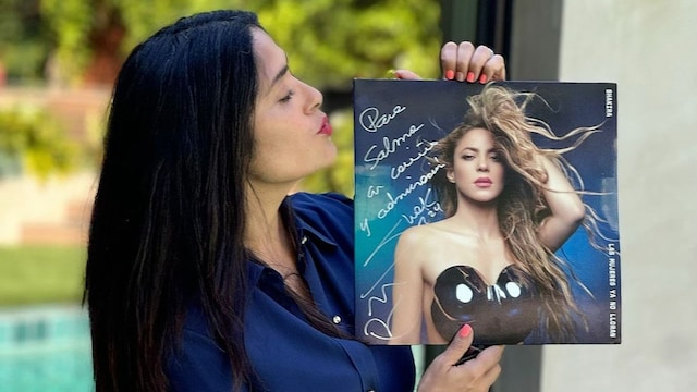 Salma Hayek shows off a special gift from her friend Shakira