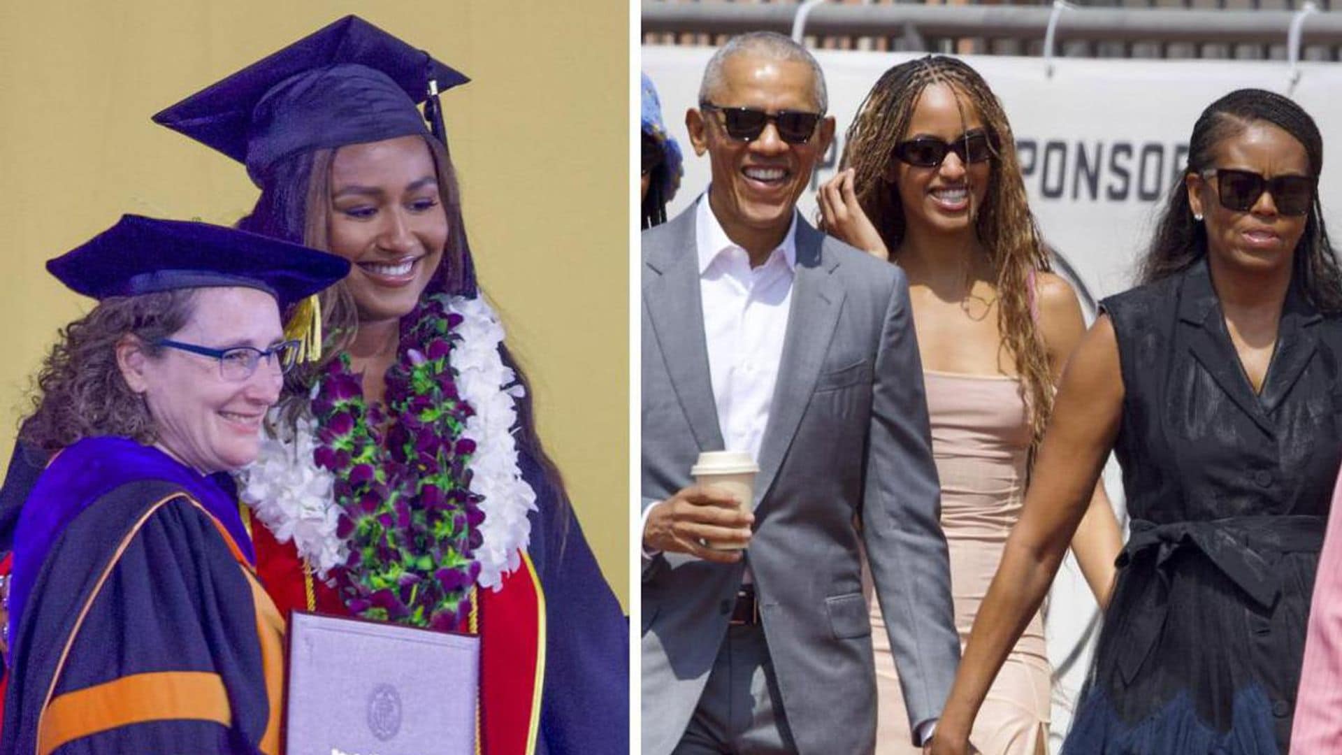 Barack, Michelle, and Malia Obama watch Sasha graduate from USC