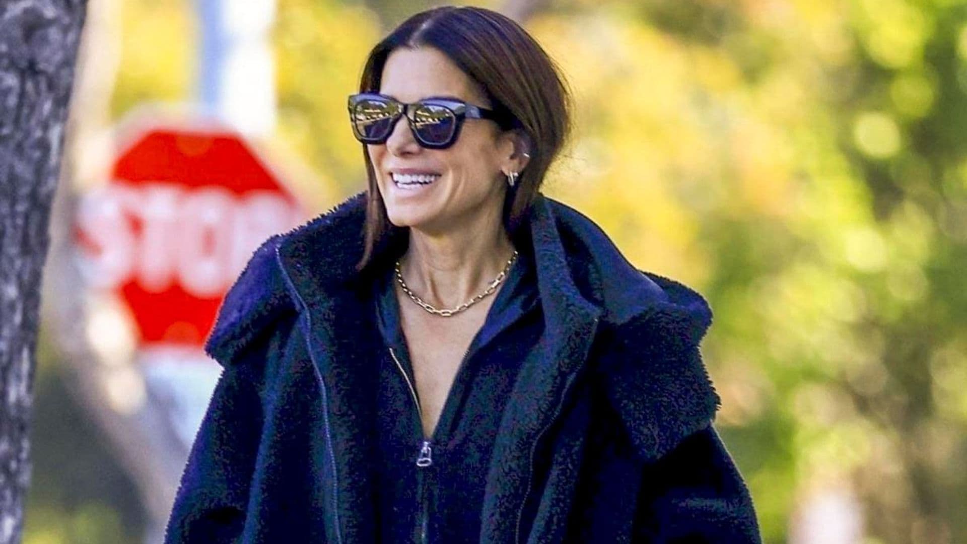 Sandra Bullock looks cozy and happy following the tragic loss of Bryan Randall