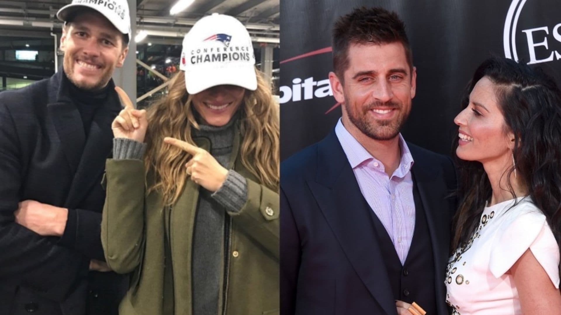 Gisele Bundchen congratulates Tom Brady after win while Olivia Munn consoles Aaron Rodgers after loss