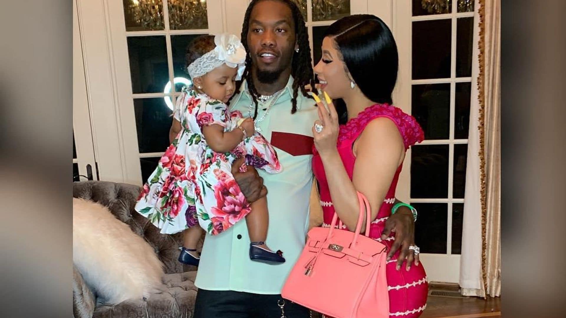 Cardi B’s daughter Kulture shows off some serious bling while playing with dad