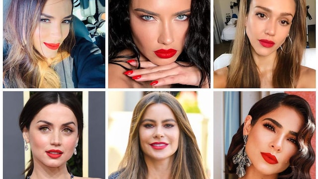 Makeup with red lips is a favorite among Latina celebrities