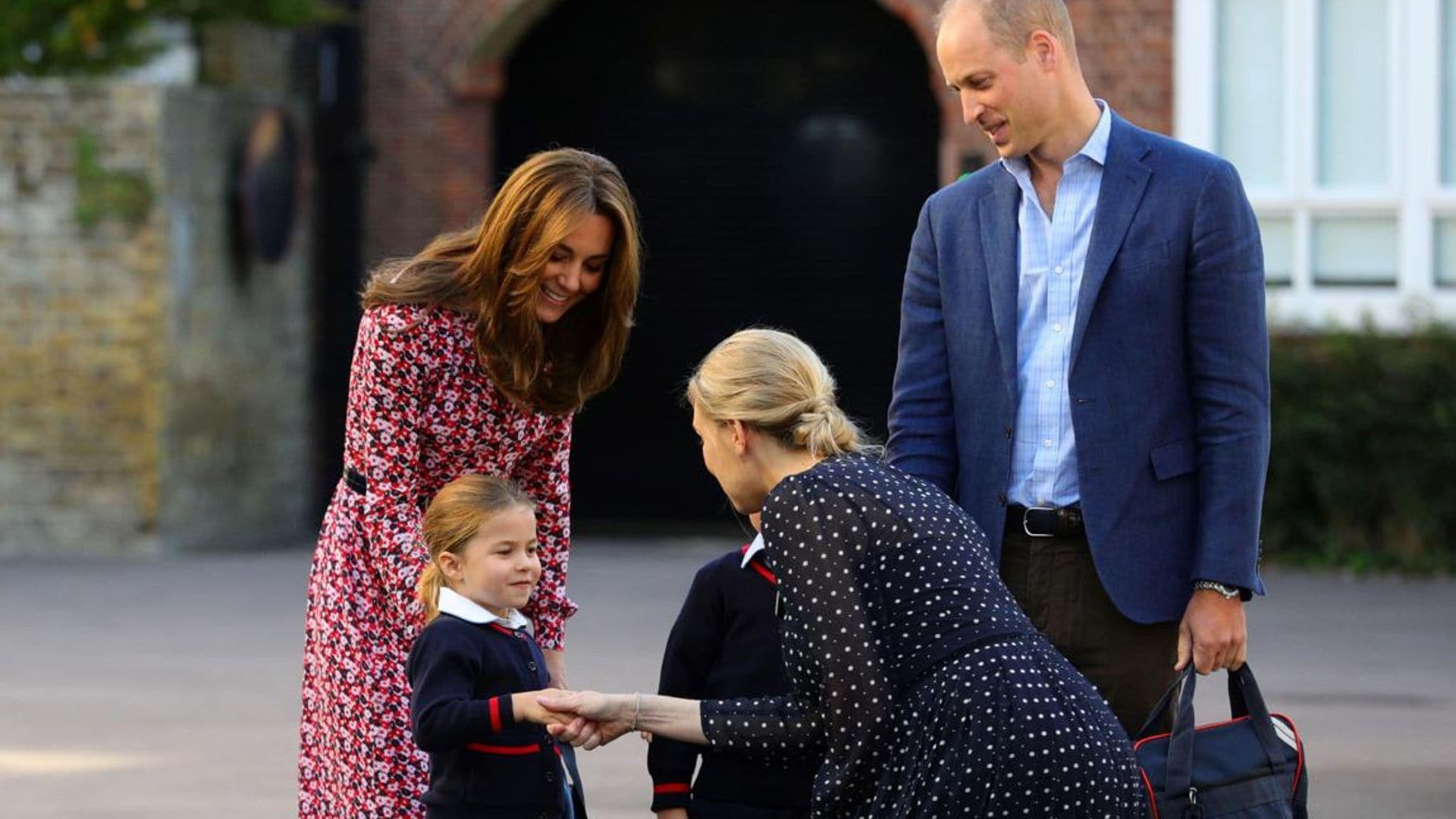 Princess Charlotte attends school with brother George and parents Kate and William