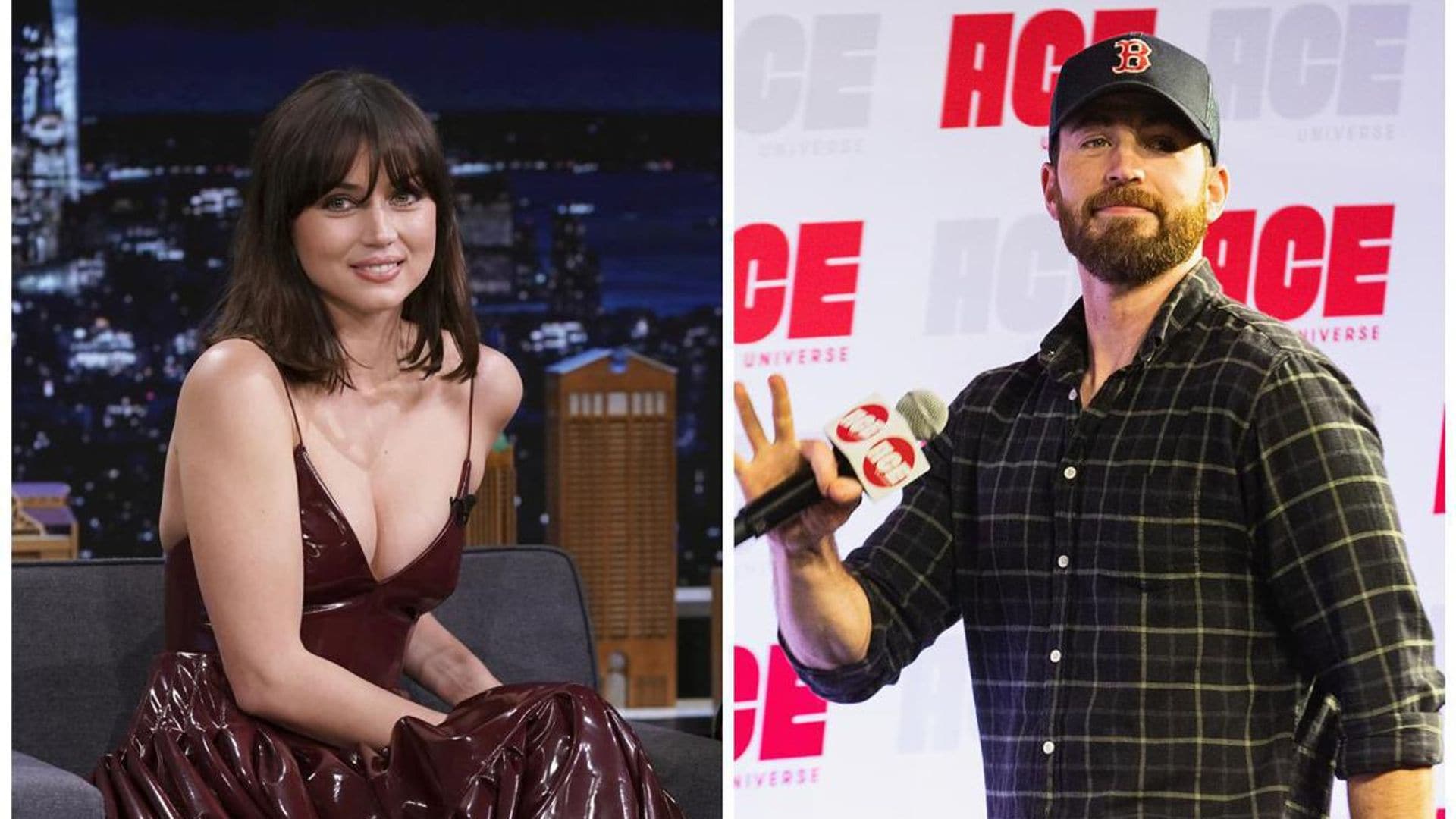 See ‘Knives Out’ costars Ana de Armas and Chris Evans reunite on set for a new film