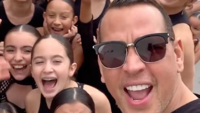 Alex Rodriguez at Jennifer Lopez's Super Bowl rehearsal