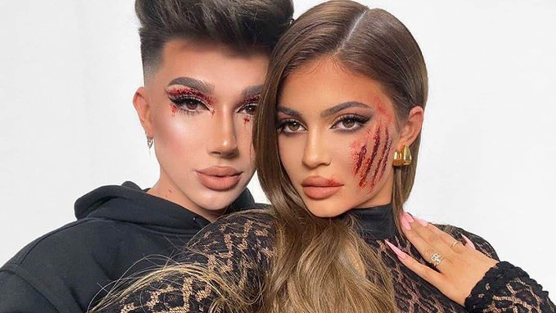 Kylie Jenner drinks wine and spills some tea while James Charles does her makeup