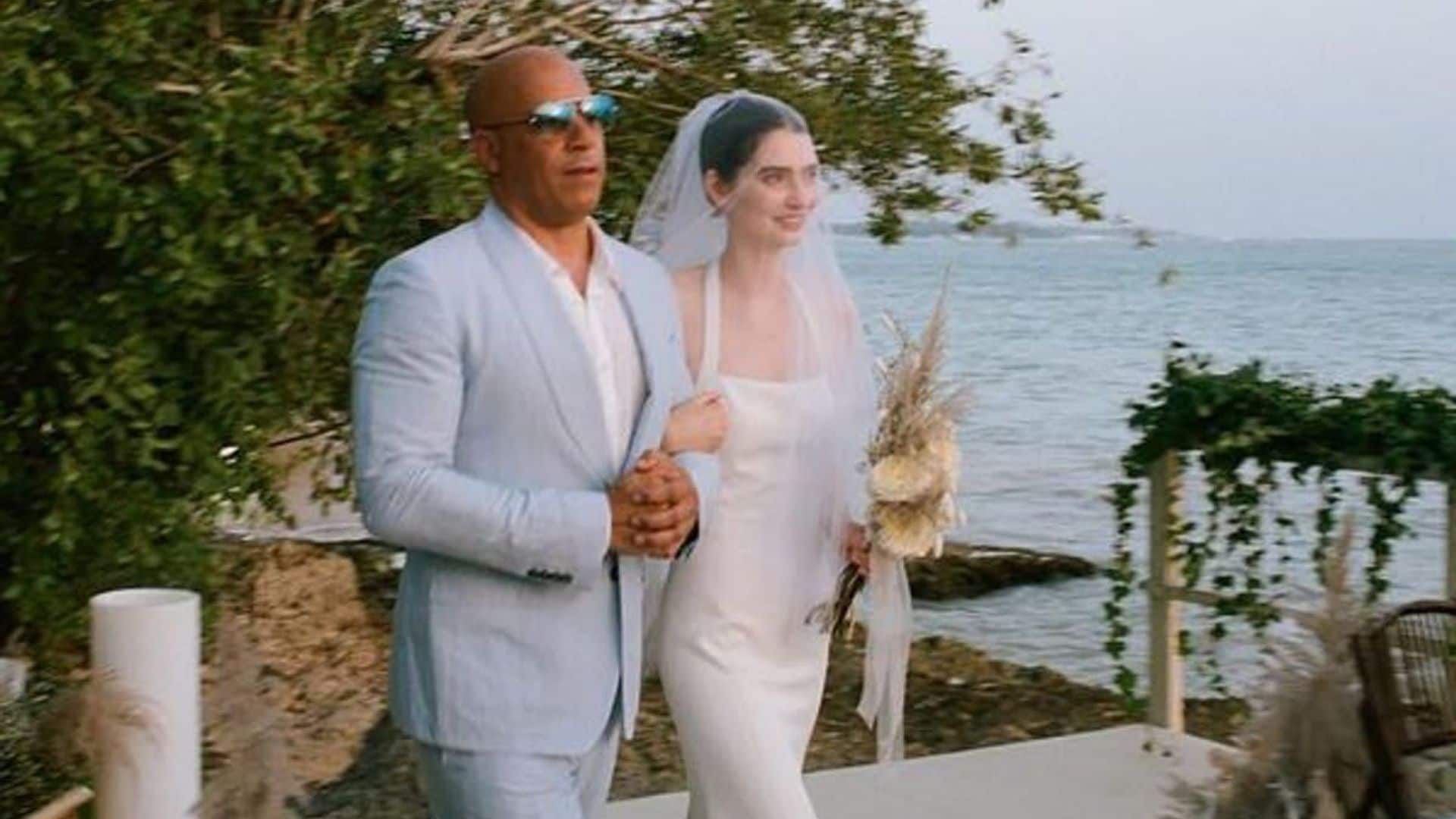 Vin Diesel walks Paul Walker’s daughter Meadow down the aisle for her wedding