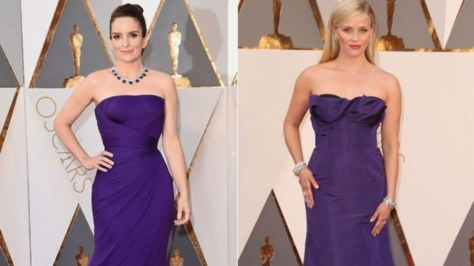 Reese Witherspoon and Tina Fey twinning at Oscars 2016