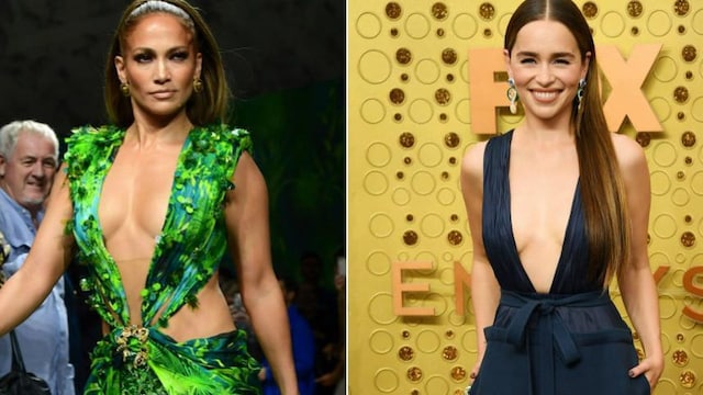 Emilia Clarke Jennifer Lopez emmys dress