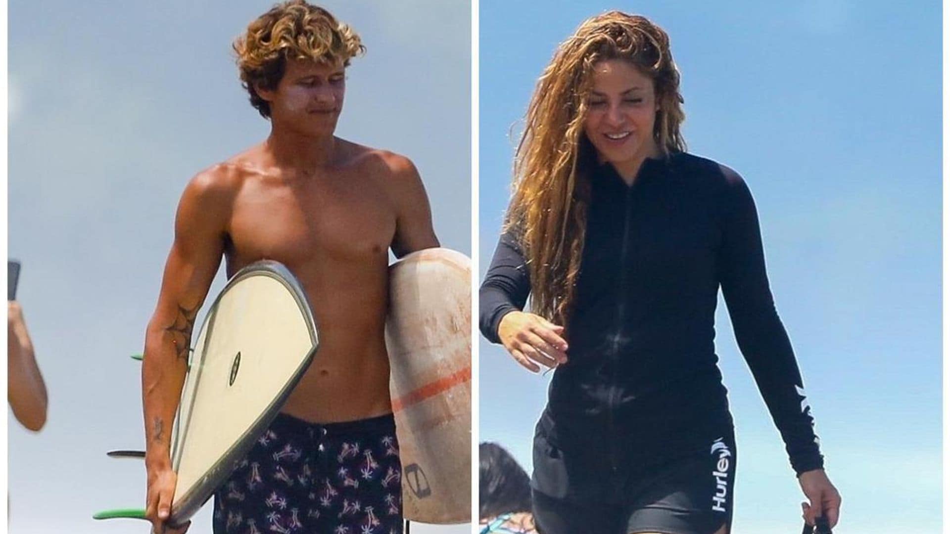 Shakira is helped by handsome surf instructor after falling off surfboard: See pics