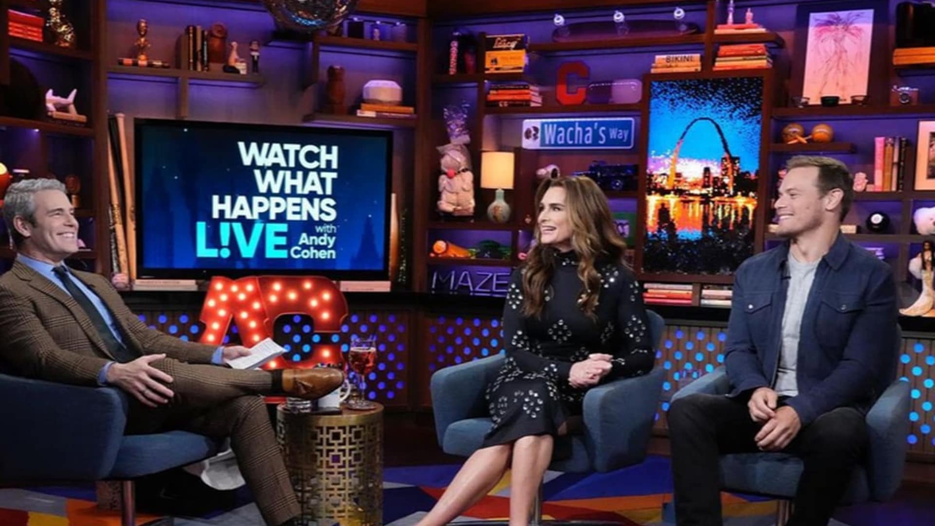 Brooke Shields and Sam Heughan in Watch What Happens Live