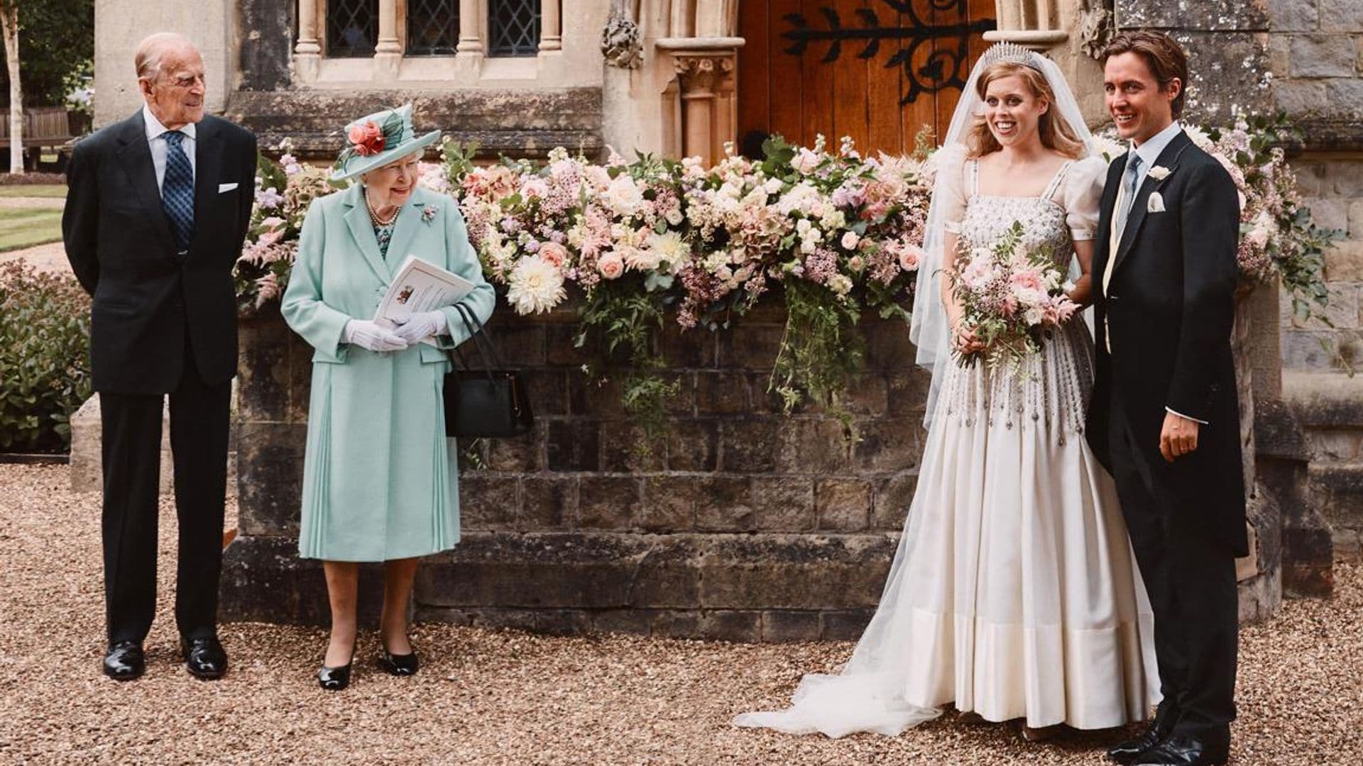 Princess Beatrice and Mr. Mapelli Mozzi are photographed with The Queen and The Duke of Edinburgh.