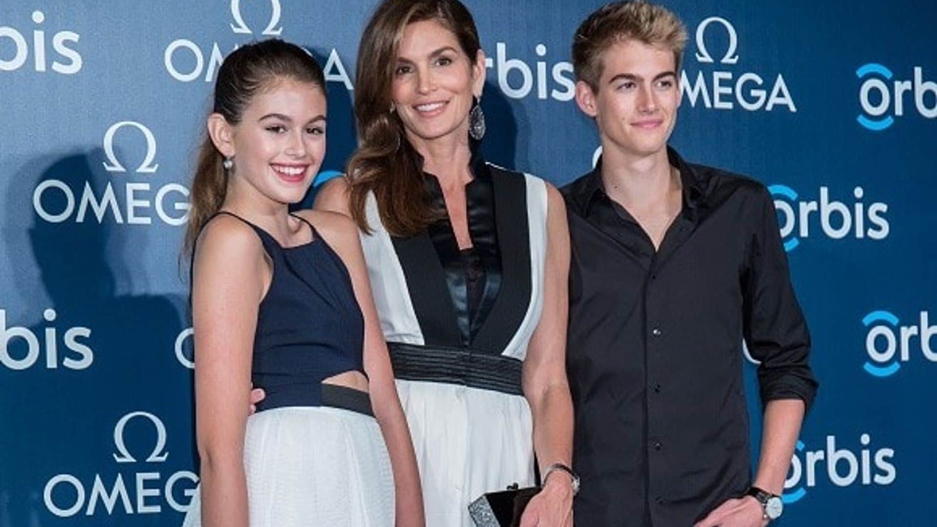 Cindy Crawford, look-alike daughter and son hit red carpet in Hong Kong