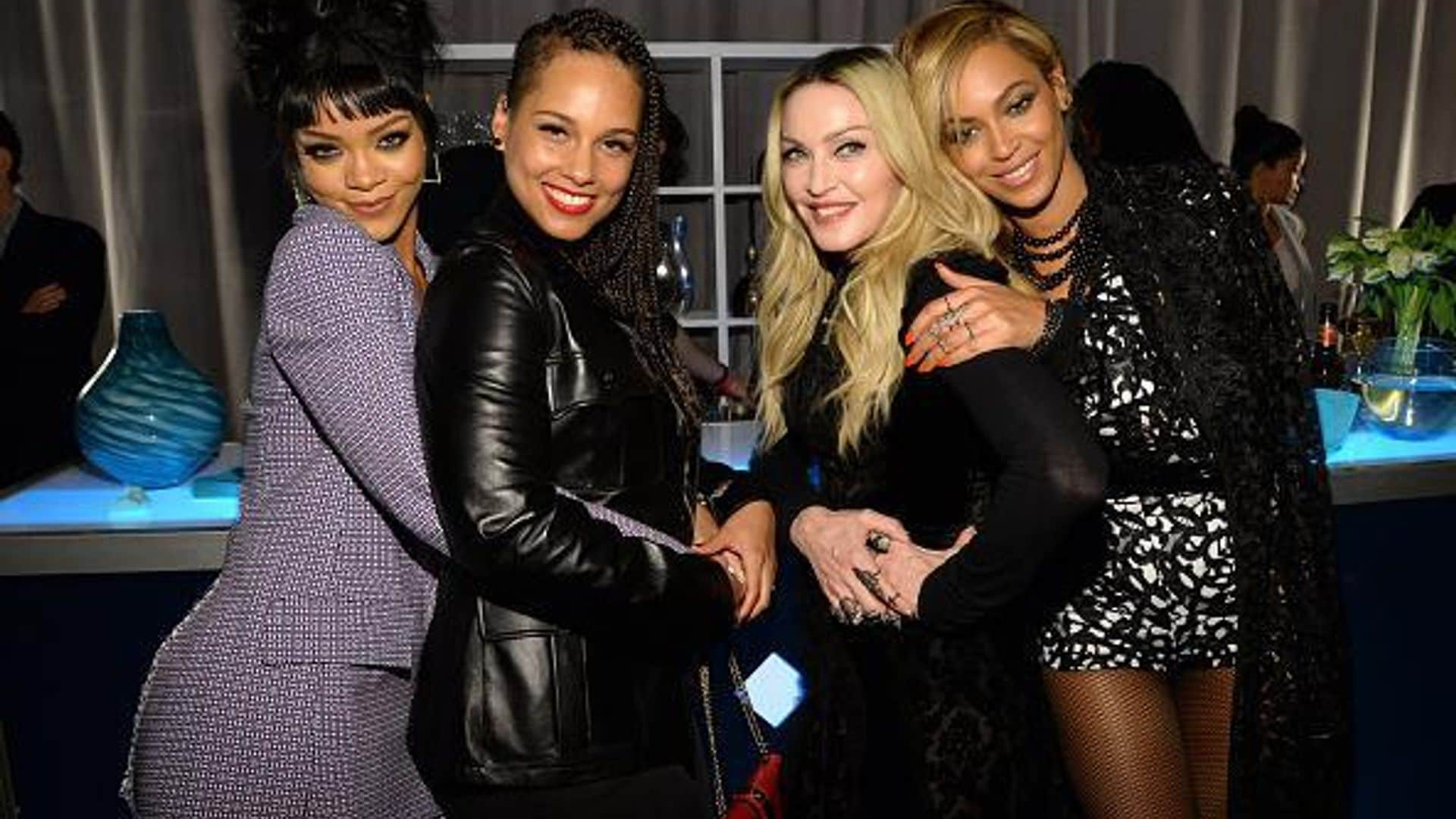 Beyonce has fun with Alicia Keys backstage at Jay Z's Tidal launch