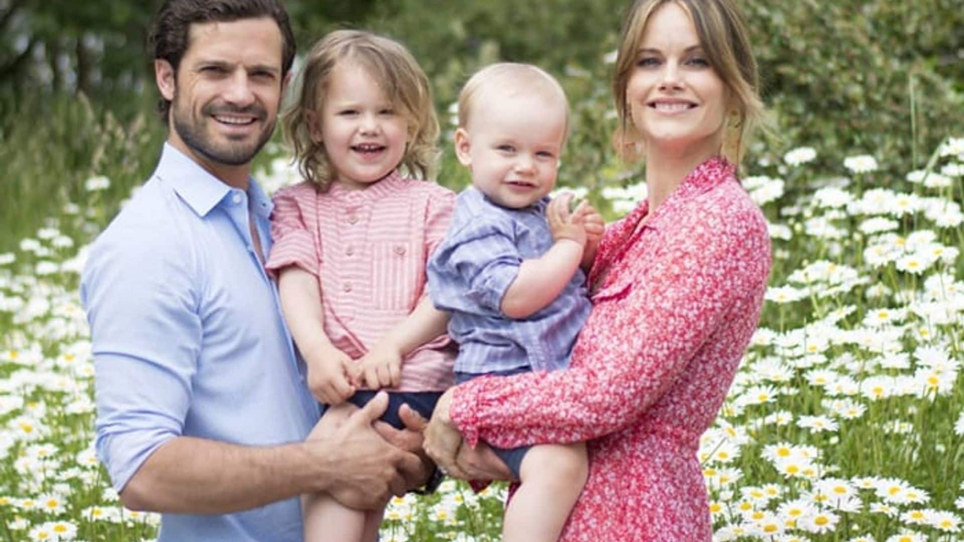 Prince Carl Philip and Princess Sofia's new family portrait looks out of a storybook