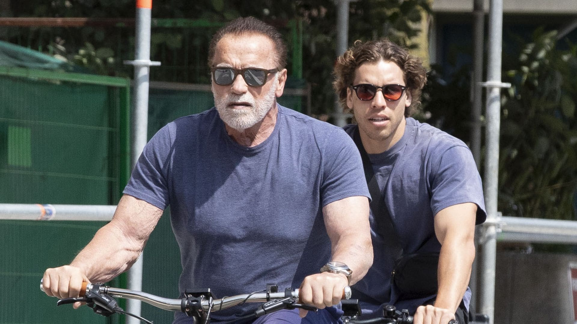 Arnold Schwarzenegger and his not so mini-me son Joseph Baena spend time in Canada