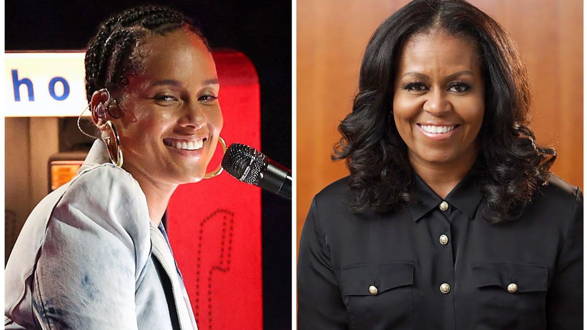 Former First Lady Michelle Obama celebrates Alicia Keys at the 2021 Billboard Music Awards