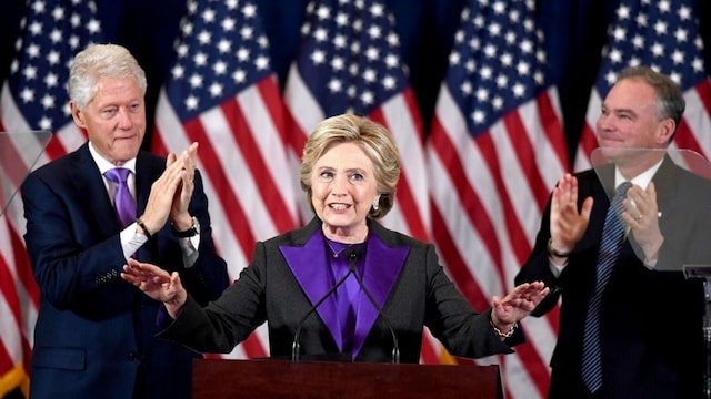 Hillary wore purple during her concession speech to signify unity between the two parties.
Photo: JEWEL SAMAD/AFP/Getty Images