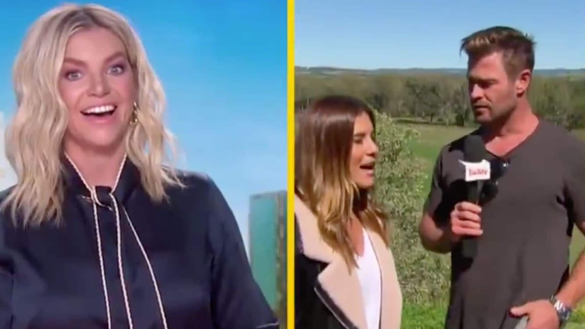 Chris Hemsworth crashes live weather forecast and the anchors freak out