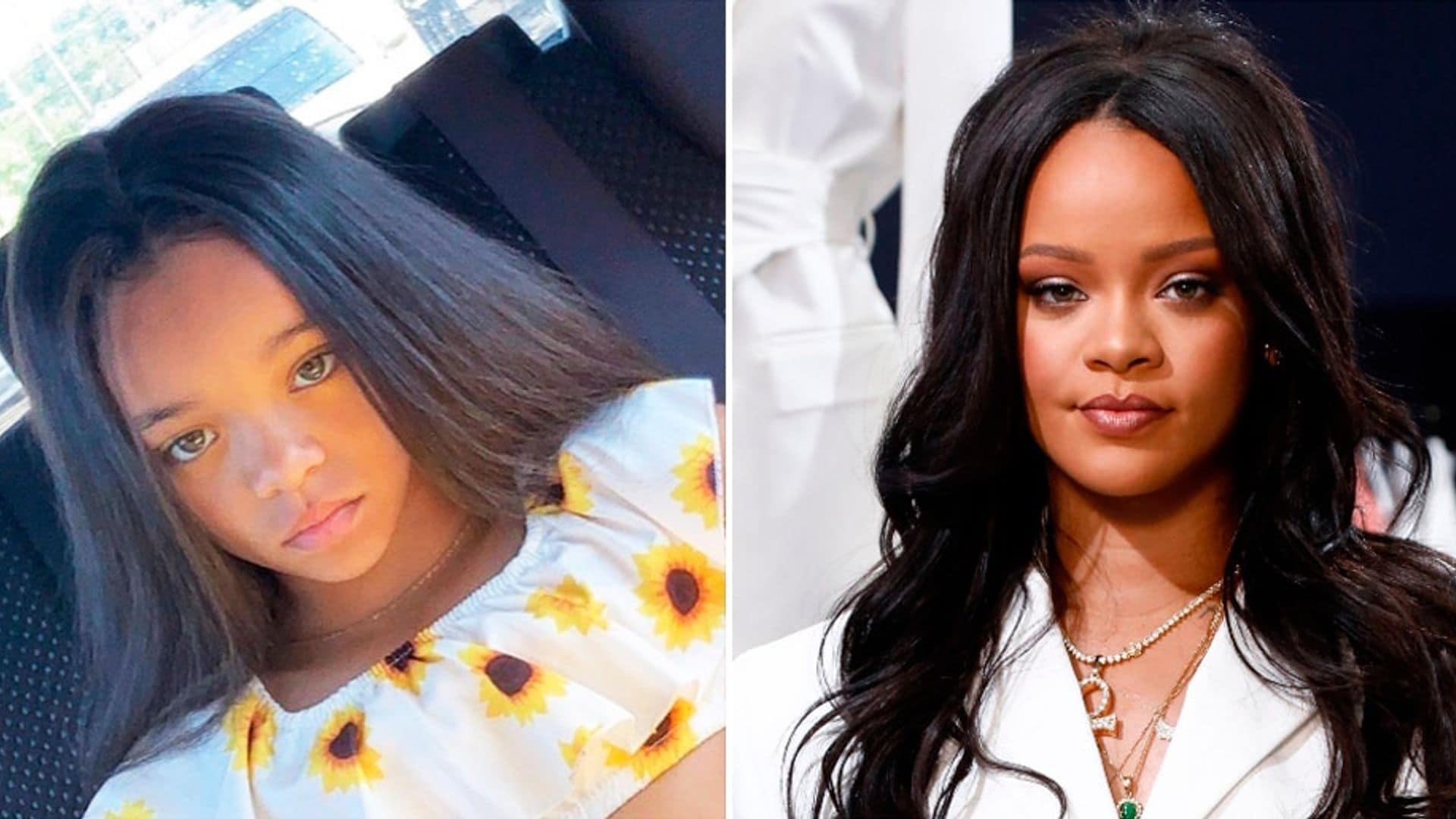 Rihanna is rendered speechless by her mini-me