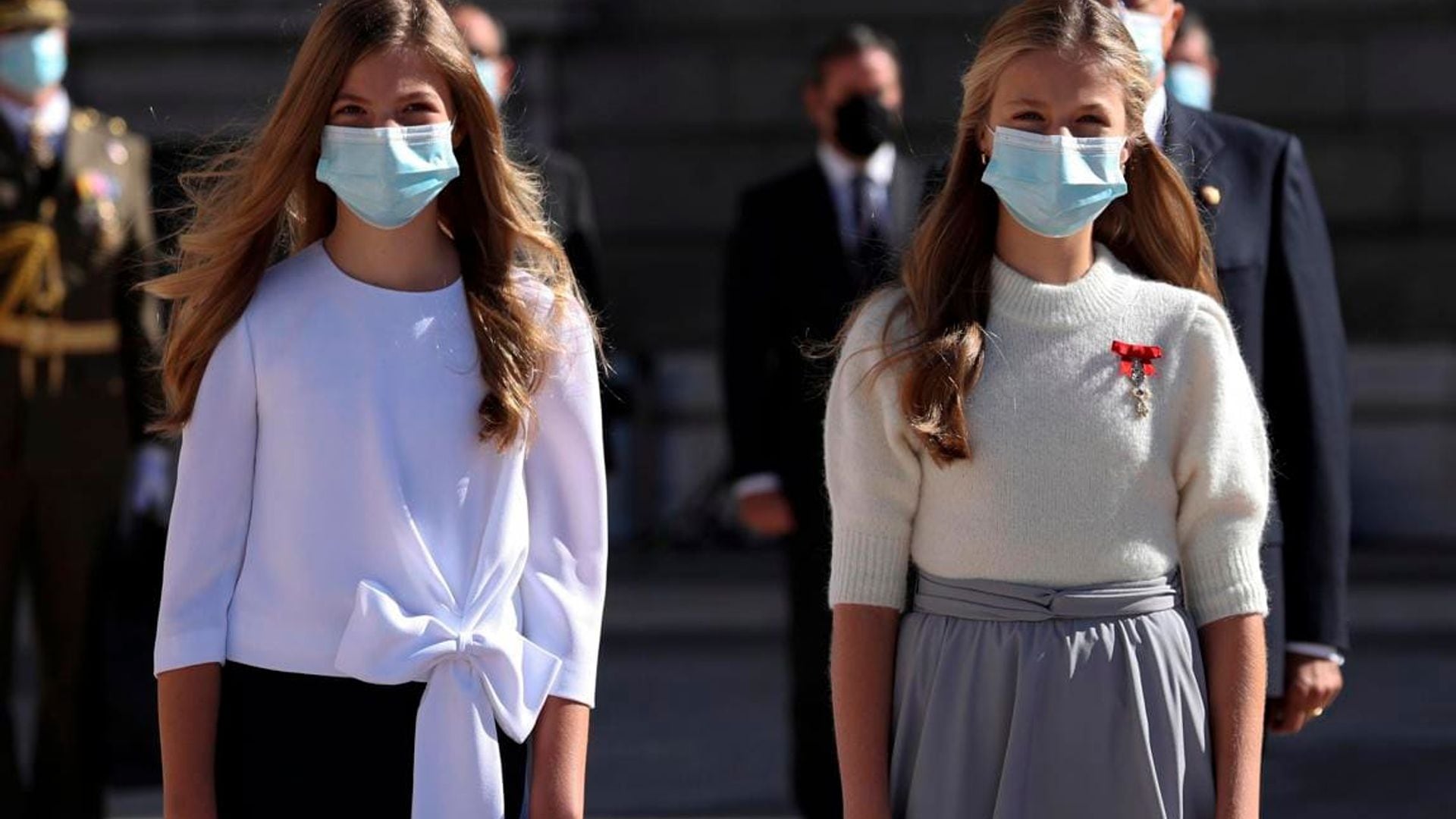 Queen Letizia's daughters make first public appearance at Spain's National Day following their quarantine